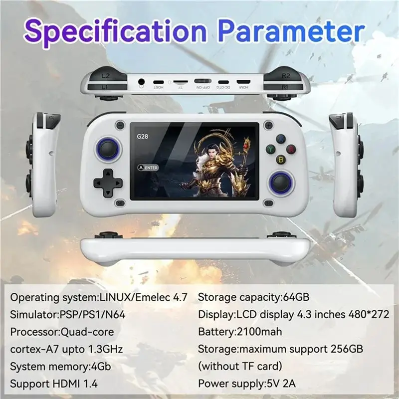 dt18-g28-retro-handheld-video-game-console-128g-storage-43-inch-hd-screen-linux-game-player-supports-20-emulators-blue