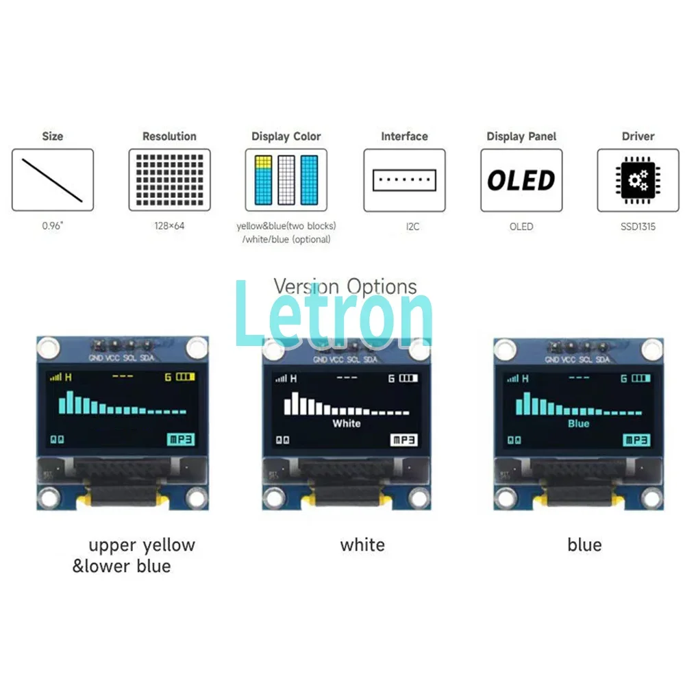 128×64 0.96 Inch OLED Display I2C Module Frame for Ardunio,Raspberry Pi,STM32