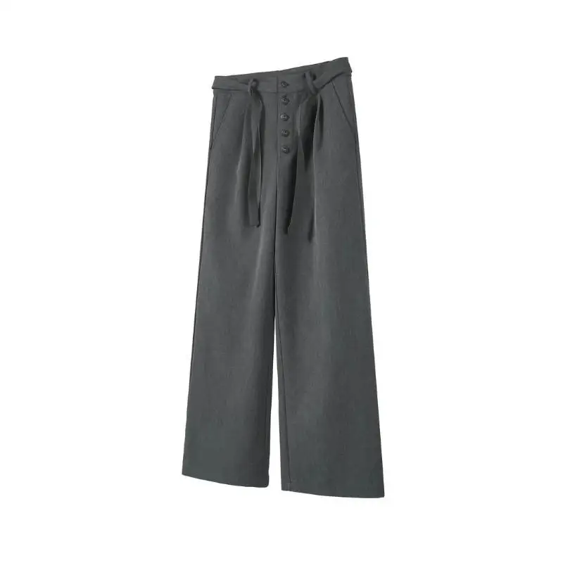 Mr. WH Five-Button Sword Path Straight Leg Men's Commuter Trousers Double Pleat A-Line Loose Fit Fashion Urban Style Summer