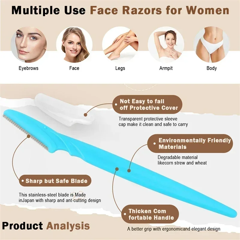 12pcs Eyebrow Razors Kit Facial Eye Brow Trimmer Multifunction Facial Hair Removal Tool with Container Safety Beauty