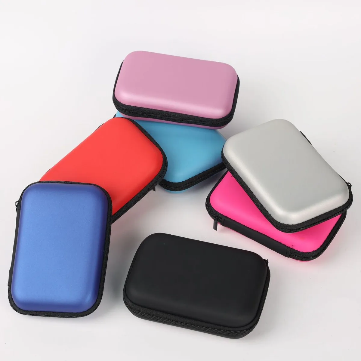 Saco portátil do armazenamento do fone de ouvido, saco do armazenamento do curso, estojo de carregamento, organizador do cabo do USB, saco do cabo do auricular, saco quadrado do zíper, 2Pcs