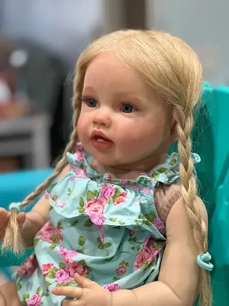 DLS – Lottie de bébé Reborn de 24 pouces, fourniture limitée personnalisée, avec cheveux enracinés à la main, poupée déjà finie avec différentes robes