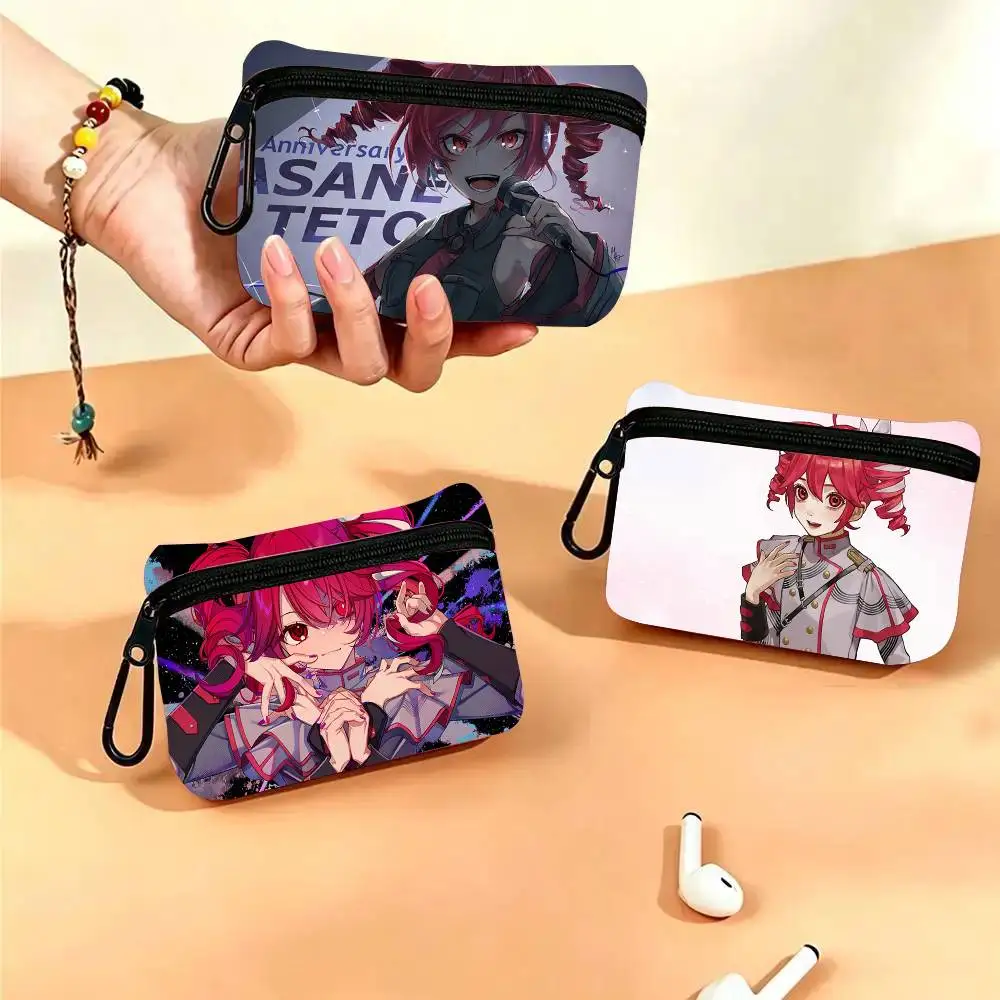 Anime K-kasane Teto Oxford Fabric Wallet With Zipper Hanging Multifunctional Bag For Credit Cards Keys Coins