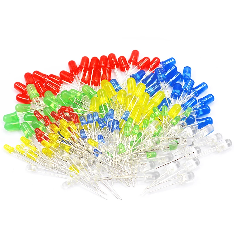 200 قطعة/مجموعة 3 مللي متر/5 مللي متر LED عدة مختلط اللون أحمر أخضر أصفر أزرق أبيض صمام ثنائي باعث للضوء تشكيلة مجموعة صناديق