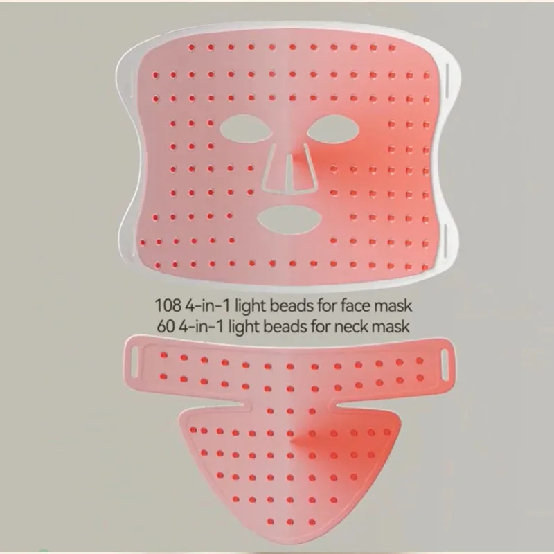 Dispositivo competitivo di bellezza per il sollevamento delle vibrazioni con maschera facciale a LED a 4 colori per la cura personale della pelle Ringiovanimento della pelle del collo del viso