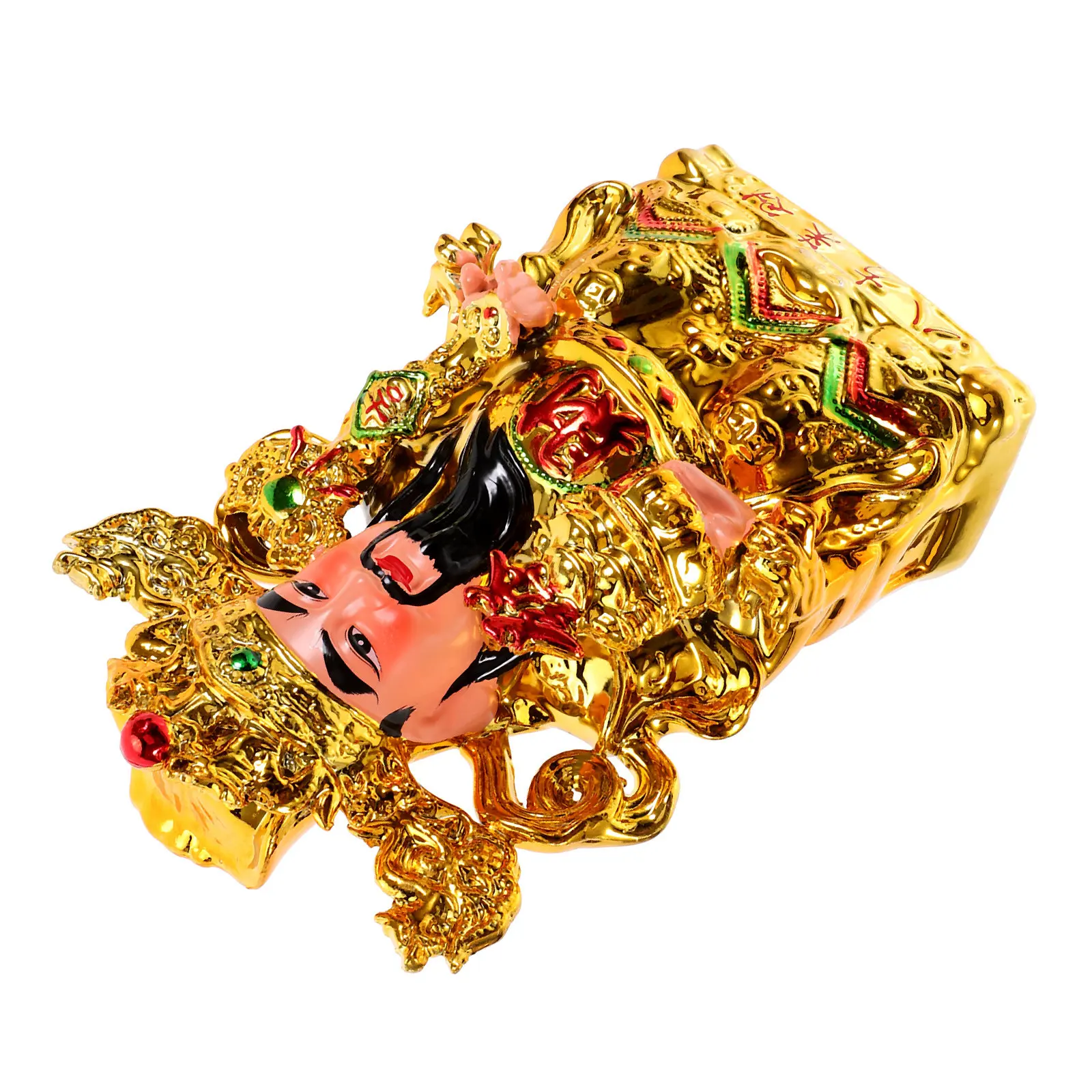 

God of Wealth Ceramic Desktop Statue Chinese Style Feng Shui Craft Fortune Decoration for Home Office of Wealth Statue