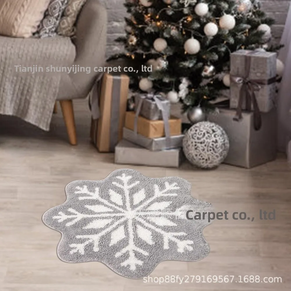 سجادة كشمير مقلدة بتصميم ندفة الثلج لديكور المنزل في عشية عيد الميلاد، سجادة أرضية ناعمة غير قابلة للانزلاق للاستخدام بجانب السرير في غرفة النوم #2