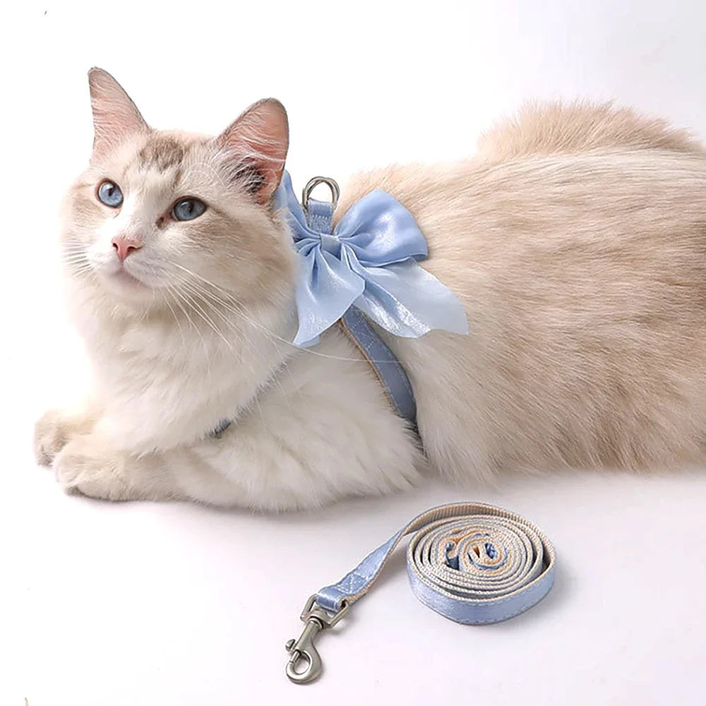 Verstellbares Haustiergeschirr mit Zugseil für Katzen, Kätzchen, Welpen, Kaninchen, Frettchen, süßes Katzengeschirr, Leine, Katzengeschirr, Leine zum Gehen – Detail 4