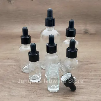 10pcs Lab 5ml 100ml clear glass dropper bottle with black screw cap, essential oil bottle with glass pipette