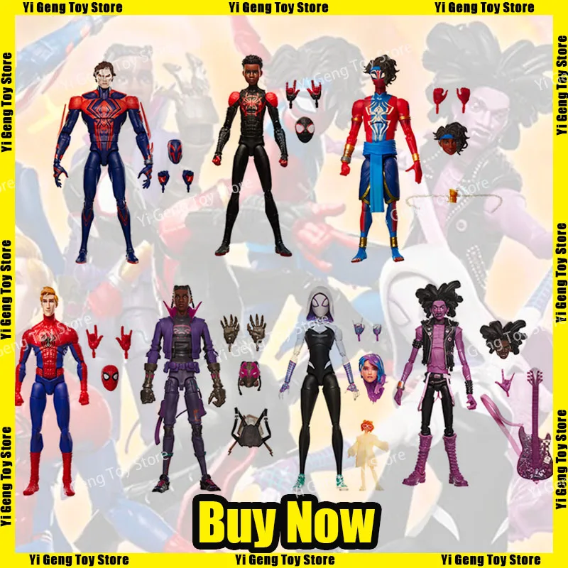 

Hot Toys Original Across The Spider-Verse Parker Gwen Miles Morales Pavitr Prabhakar Spider Punk Anime Action Figure Model Gifts