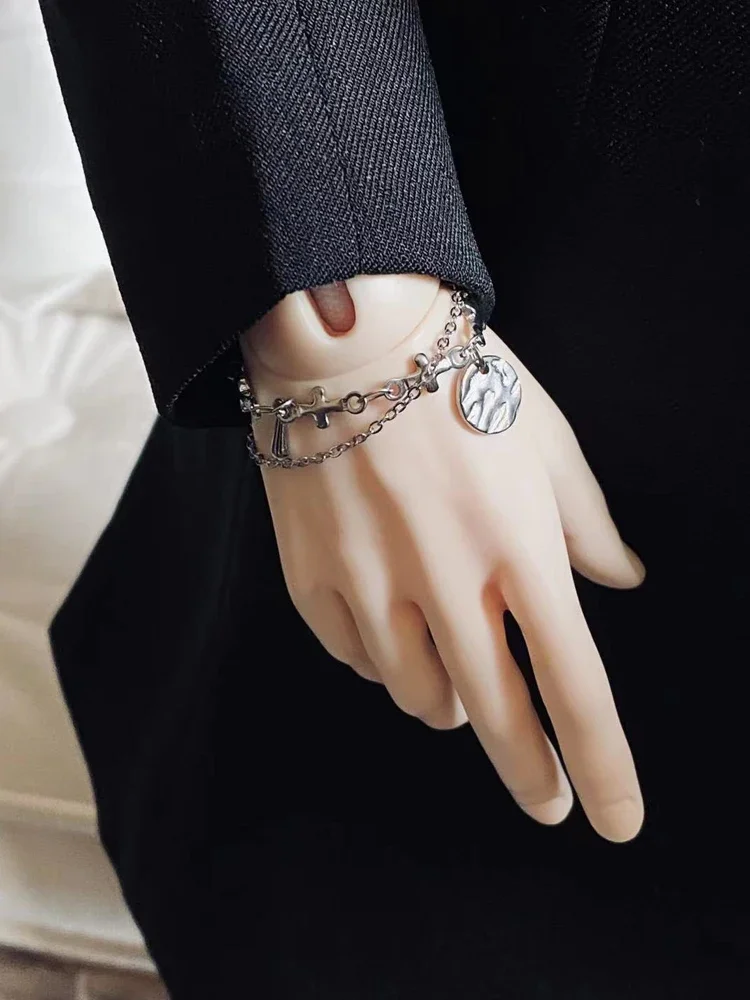 （Customize 30 Days） uncle 65 68 ID75 soom hid BJD Doll Accessories double layer cool Silver Bracelet 1pcs