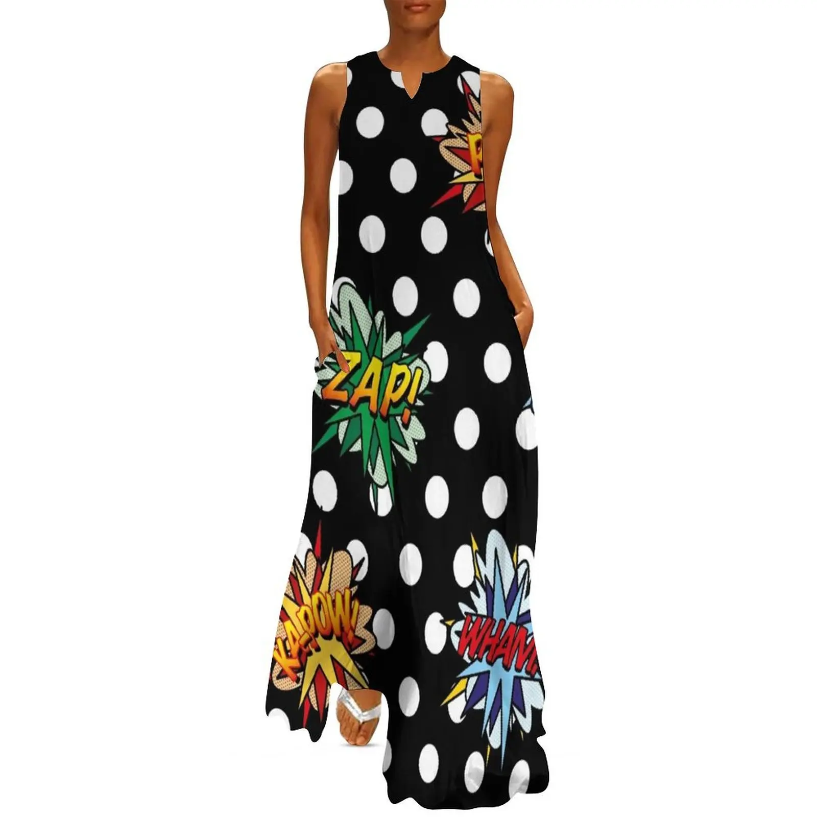 

Comic Book Pop Art Sounds Modern Fun Long Dress dress women elegant luxury women"s evening dresses