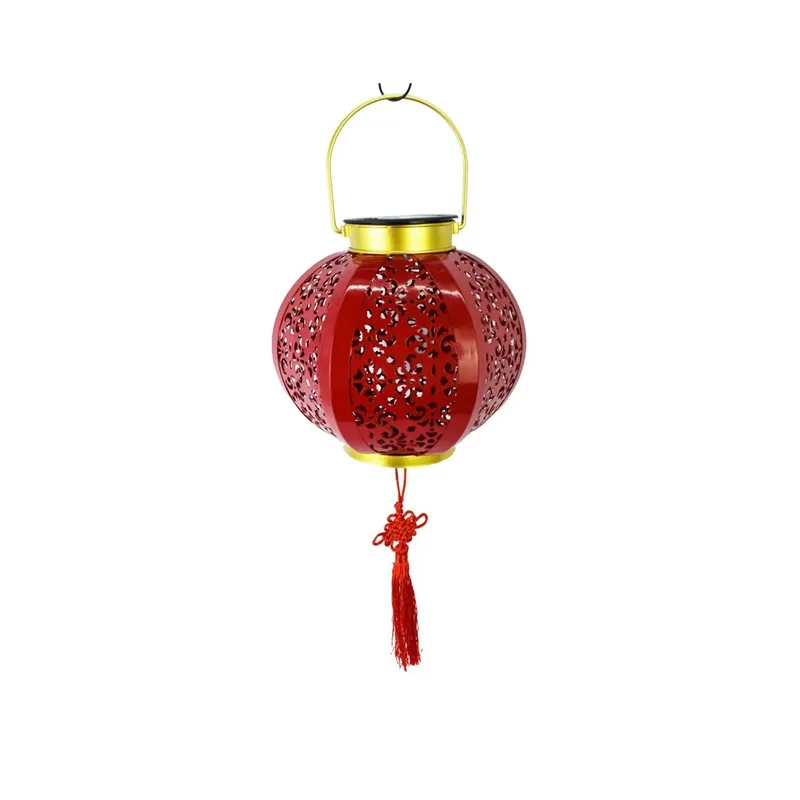 

Solar wrought iron red lantern outdoor waterproof decoration festive New Year's Lantern Festival home balcony decoration pendant