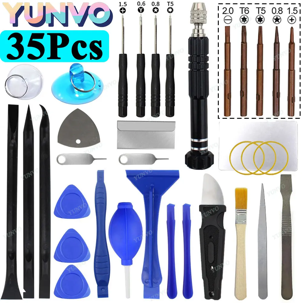 35Pcs Mobile Phone Repair Tool Screwdriver kits Phone Tablet Battery Disassembly Opening Screen Dust Cleaning Disassembly