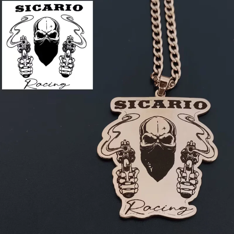Roro's  Custom Text Photo Pendant Necklace Customzied Engraved Logo Necklace 5mm Cuba Chain Necklace Meaningful Gift Jewelry