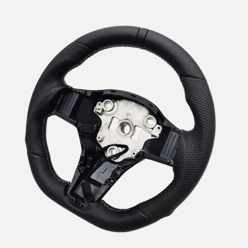 For Tesla Model 3 2017-2023 Model Y 2020-2024 Heated Steering Wheel Perforated Leather Steering Wheel with Heating Function