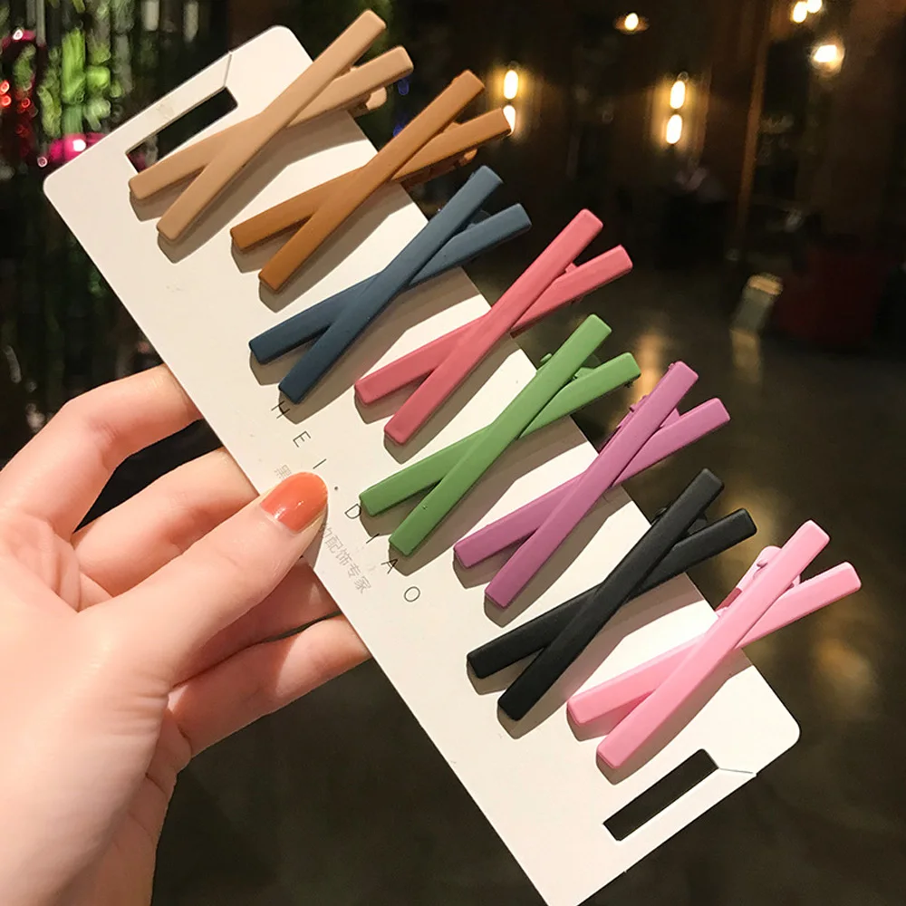 Candy Color Frosted Cross Clip Bowknot Hairpins Barrettes Broken Hair Clip Bow Edge Clip  For Women Girl Cute Hair Accessories