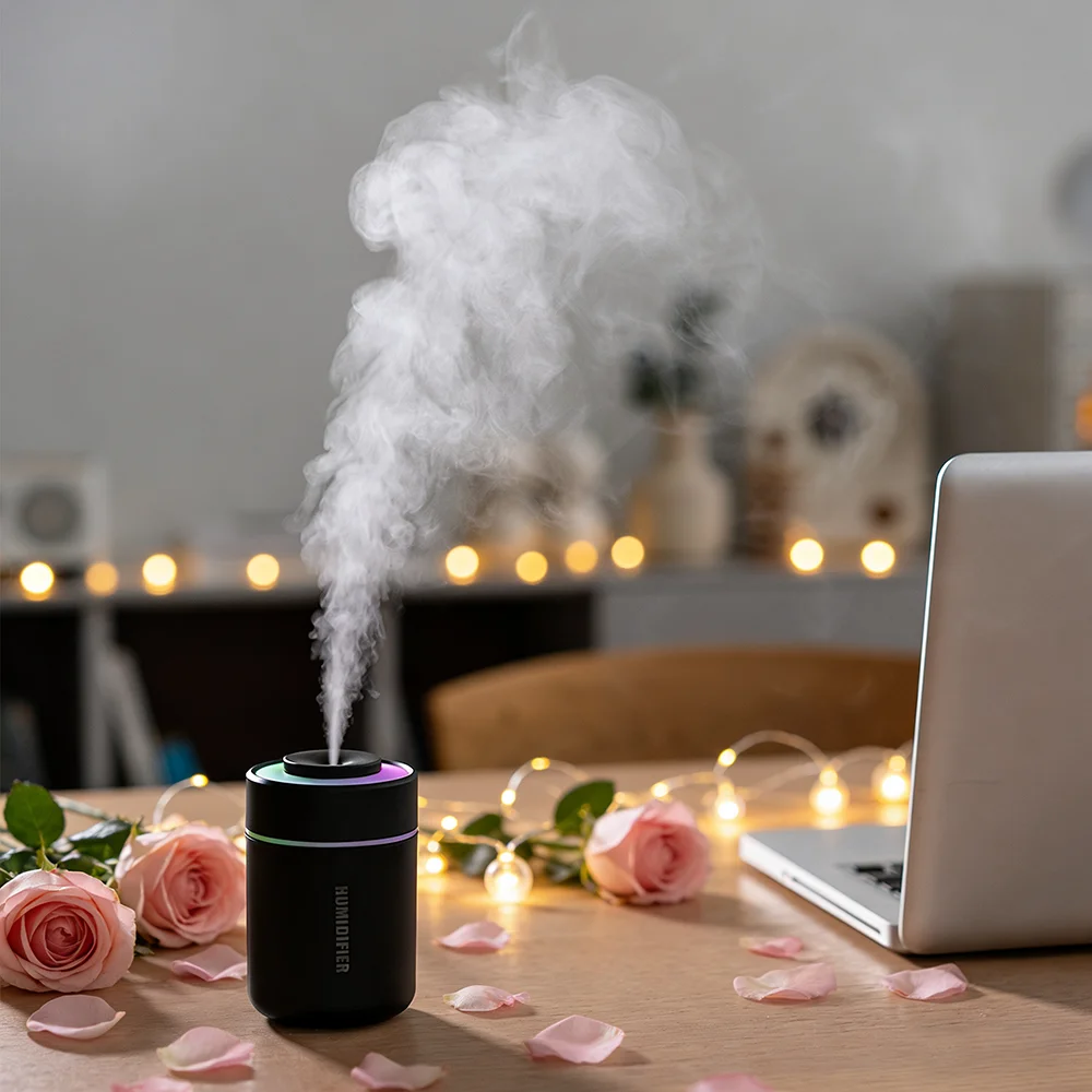 قطعة واحدة من مرطب الهواء الصغير المحمول، تشغيل هادئ، وضع الرذاذ الدقيق، مع أضواء محيطة - مرطب USB محمول للاستخدام الداخلي