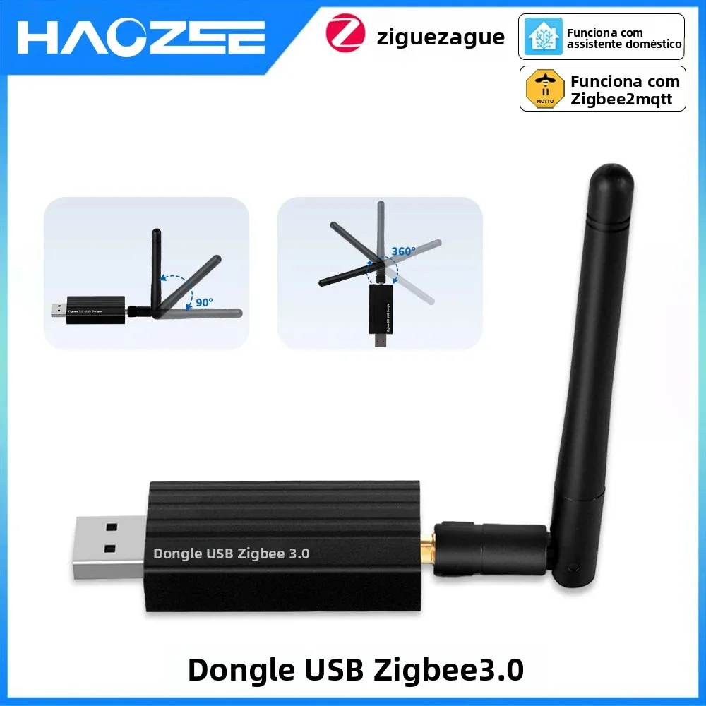 Haozee Smart Zigbee 3.0 USB Dongle mais captura de interface de hub de gateway sem fio universal para Zigbee2MQTT Home Assistant