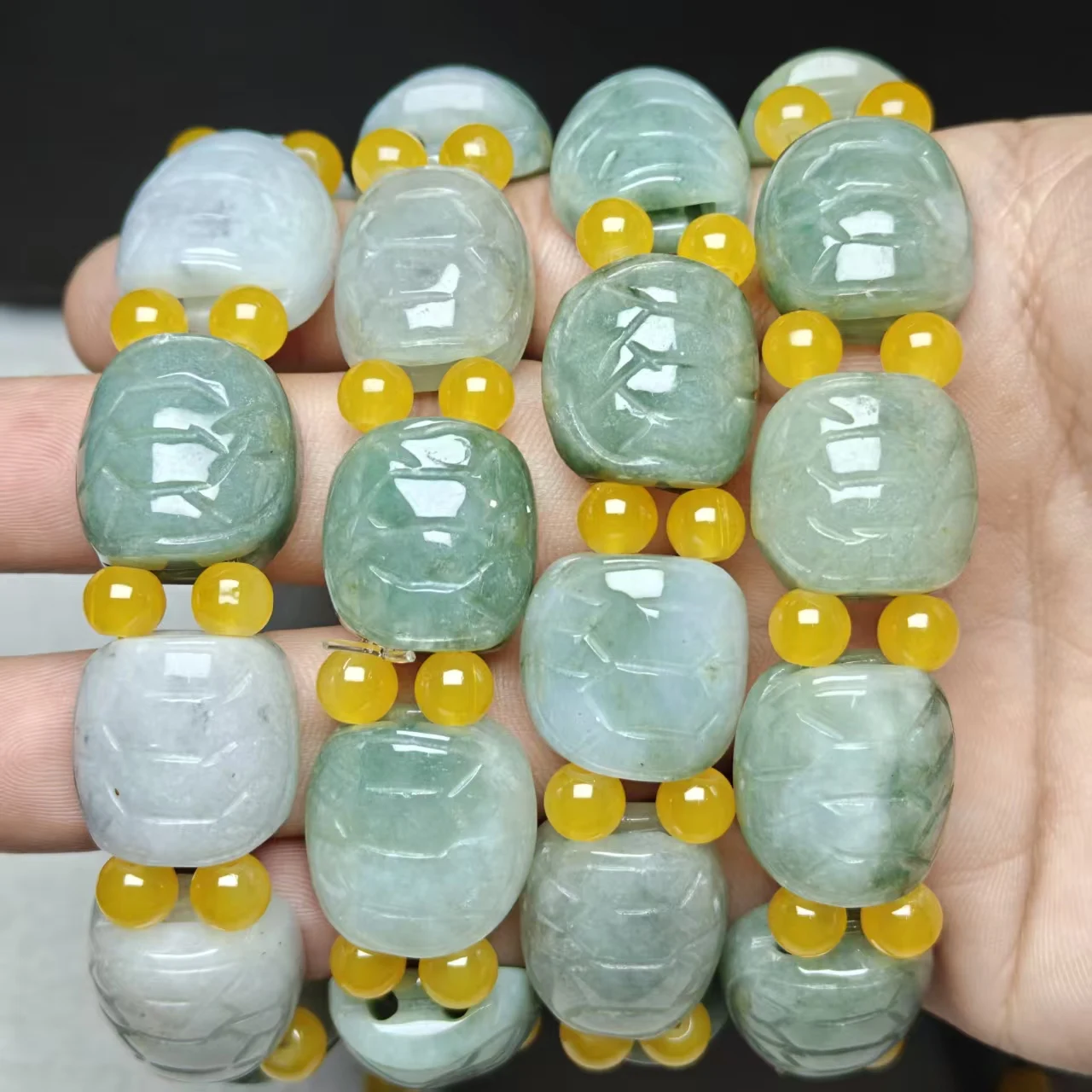 Xingyu Natürliche AAA Burmesische Jadeit-Skulptur in Schildkrötenform, Armband mit Perlen, glatt und rund, Schmuck, geheimnisvoller Edelstein, Geschenk – Detail 3