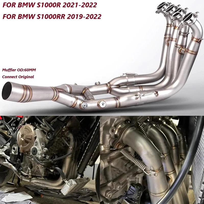 Für BMW S1000RR 2019-2024 S1000R 2021-2024 Motorrad Auspuff Escape System Edelstahl Header Front Link Rohr verbinden 60MM