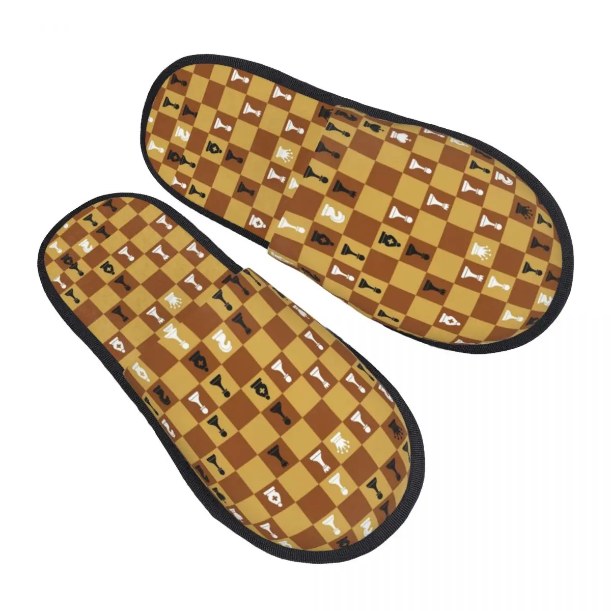 Chess Board House Slippers Women Cozy Memory Foam Chessboard Game Player Slip On Spa Slipper Shoes