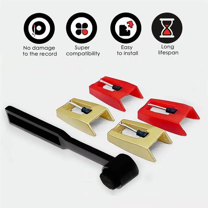 A92Z Record Player Needle Kit Turntable Needles With 1Pcs Stylus Cleaning Brush, Replacement For LP Vinyl Phonograph
