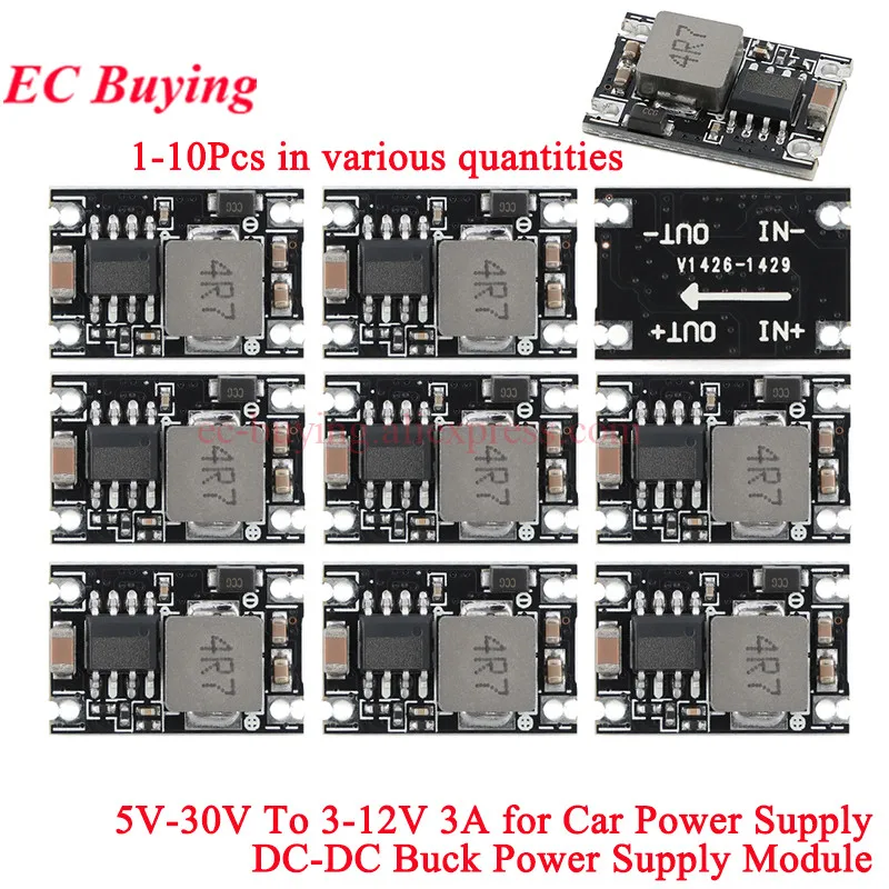 10Pcs/1pc DC-DC Buck Converter Step Power Supply Module 5V-30V To 3.3V 5V 9V 12V 3A Voltage Regulator For Car Motorcycle Battery