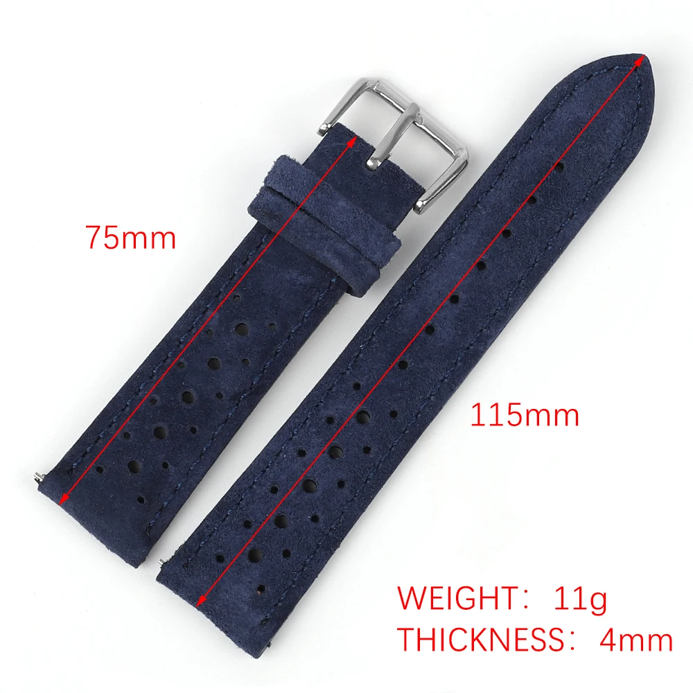 Genuine Suede Leather Watchband 18mm 20mm 22mm 24mm Porous Breathable Quick Release Watch Strap for Men Women Watch Accessories