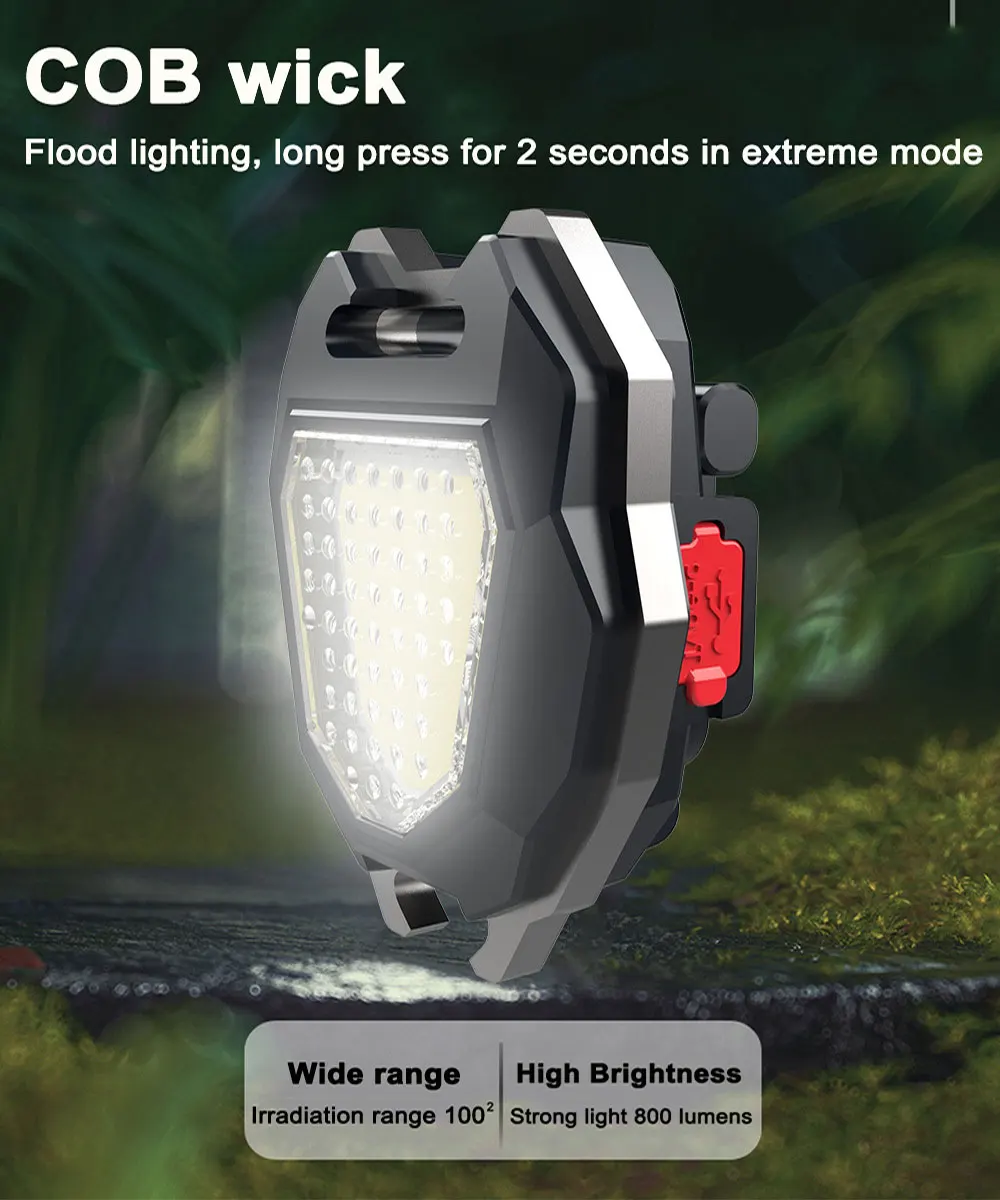 ZK30 Outdoor LED Portable Flashlight Mini Keychain Flashlight COB Work Light USB Rechargeable For Camping COB Light