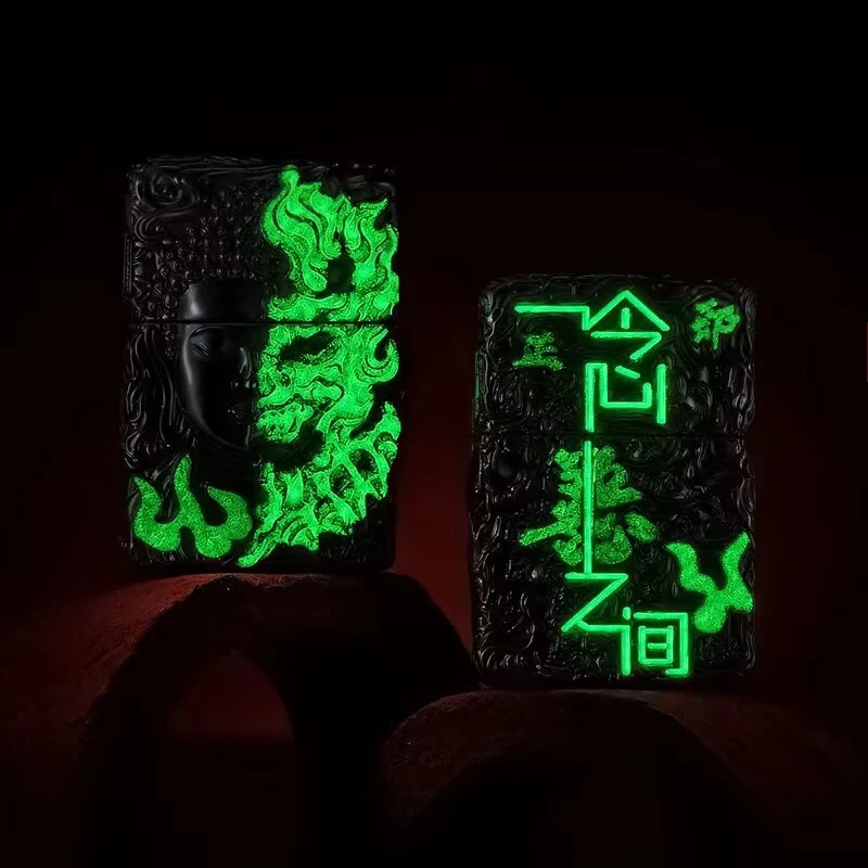 ZORRO Kerosine Lighter, Creative Embossed Buddha-Demon Split Thought Heavy Armor Glow-in-the-Dark Lighter