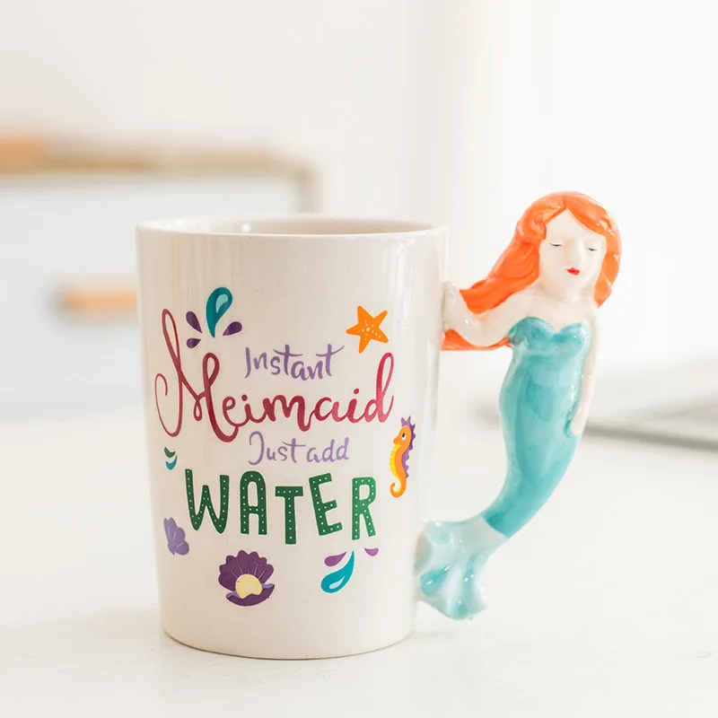 Creative Beauty Ceramic Mug, Cartoon Coffee Mugs, Office High Beauty Breakfast Milk Cups,Christmas Gift Tea Cup,Couple Water Cup