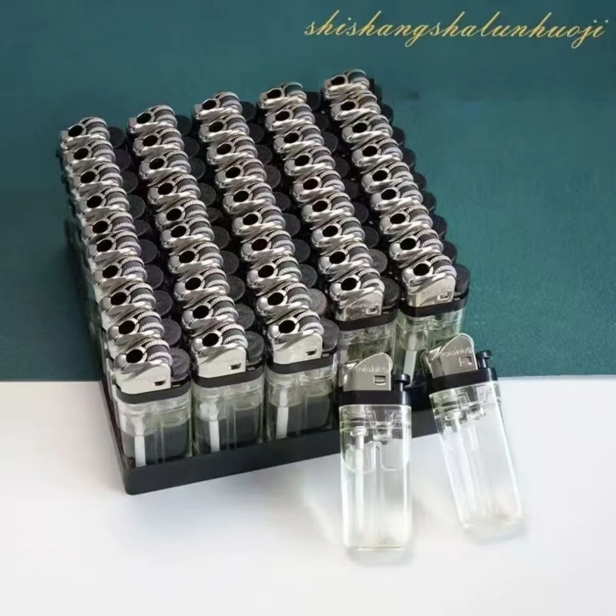Mini Transparent Disposable Open Flame Gas Lighter with Thickened ABS Body, Retro Grinding Wheel Lighter for Wholesale Daily Use
