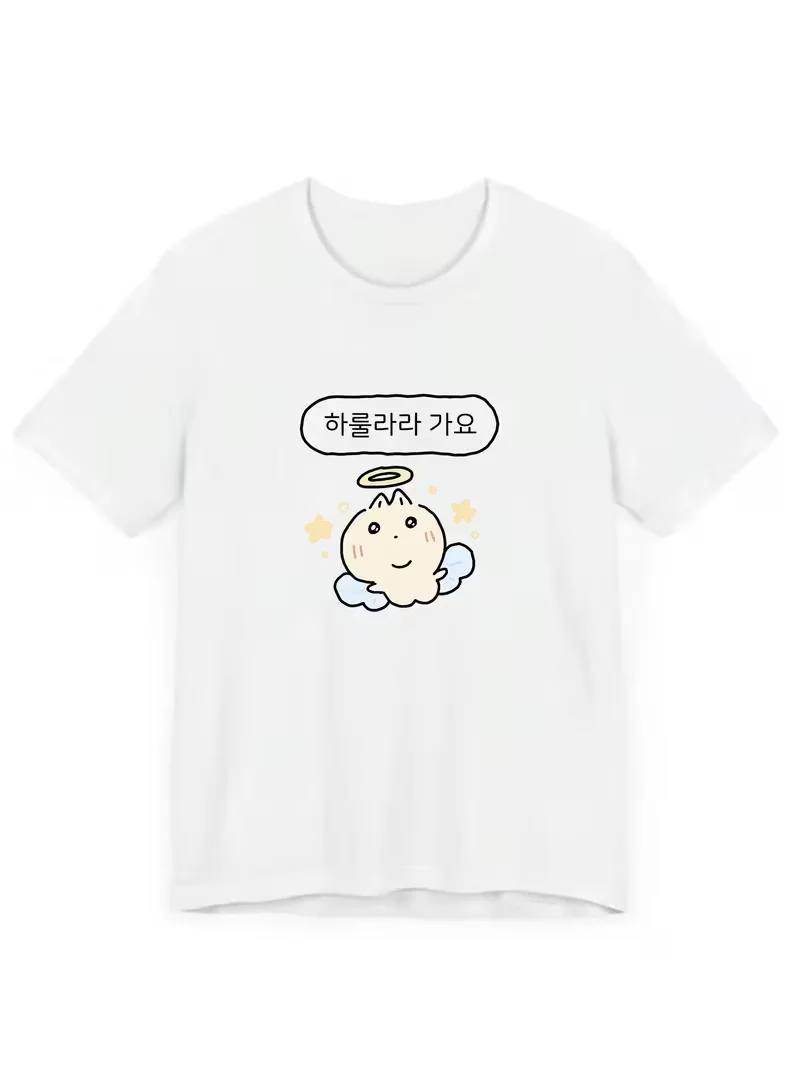 Cute Angel Ghost Graphic T-Shirt, Funny Korean Style Cartoon Print Short Sleeve Tee, Casual Daily Wear Top Women's Lady's tops