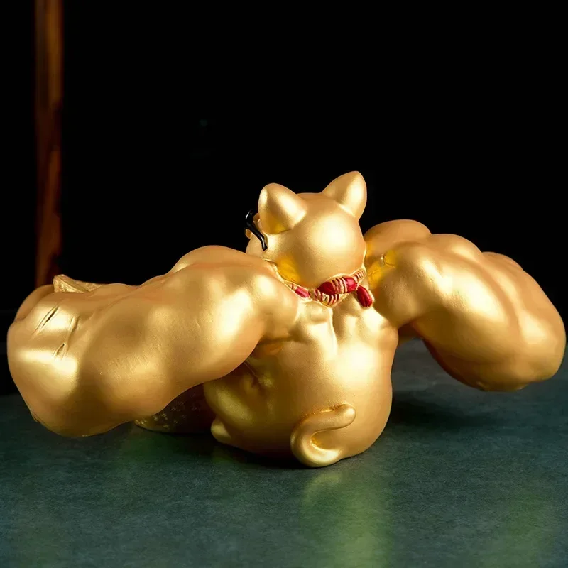 Creative resin crafts ornaments storage cornucopia decor ornaments giant arm muscle lucky cat home accessories ingot robbery cat