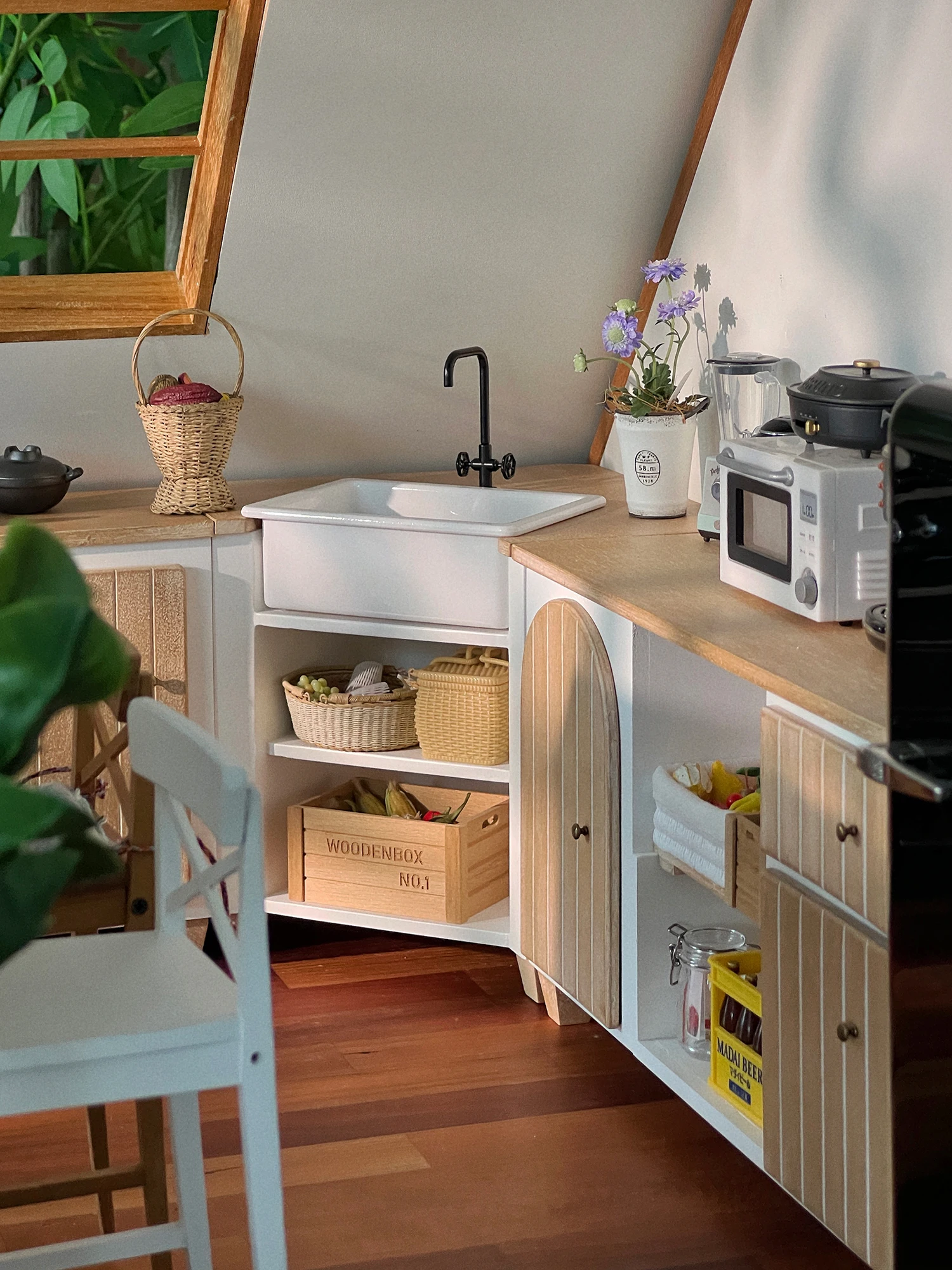 1/6 Bjd Ob11 Miniatur-Puppenhausmöbel Mini-Modell Eckspüle Schrank