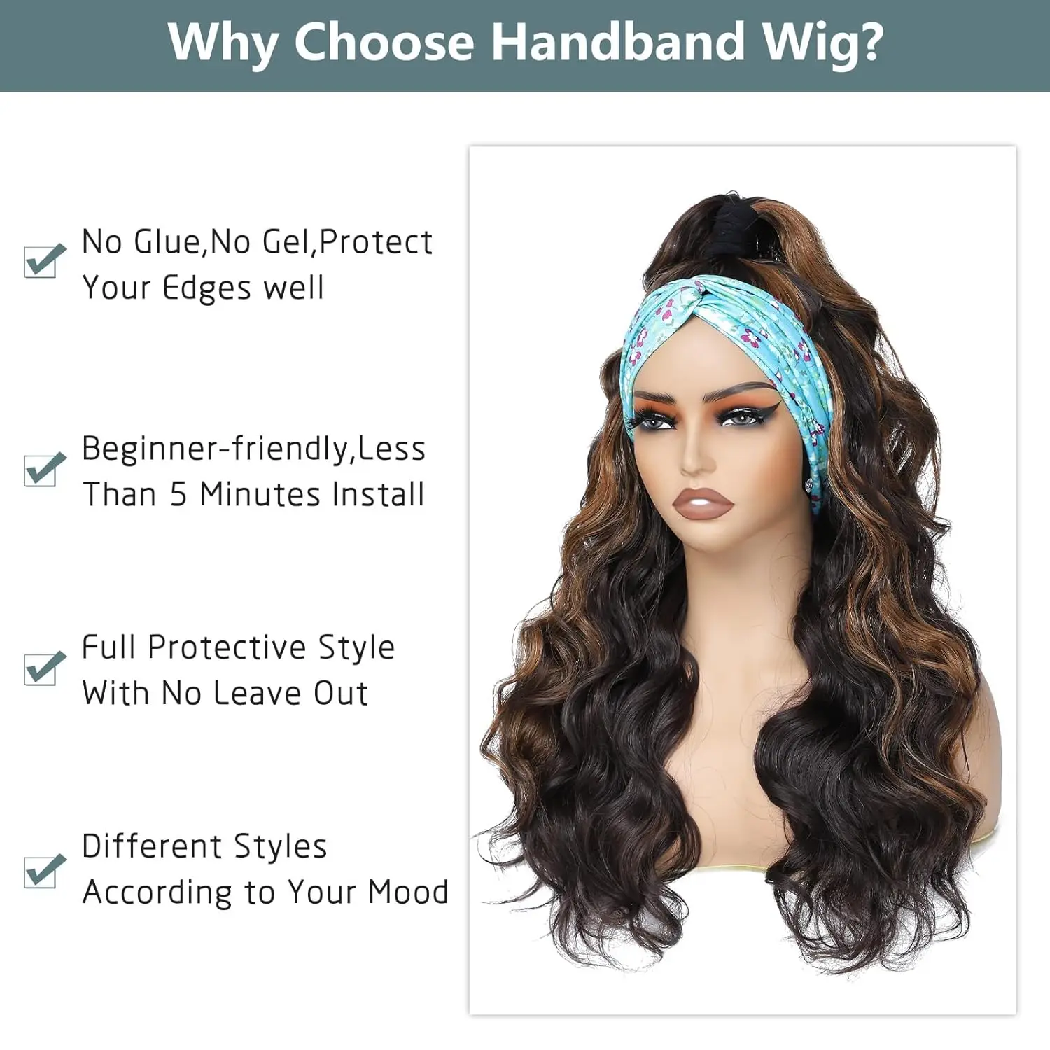 Brown Highlight Headband Wigs For Black Women 26