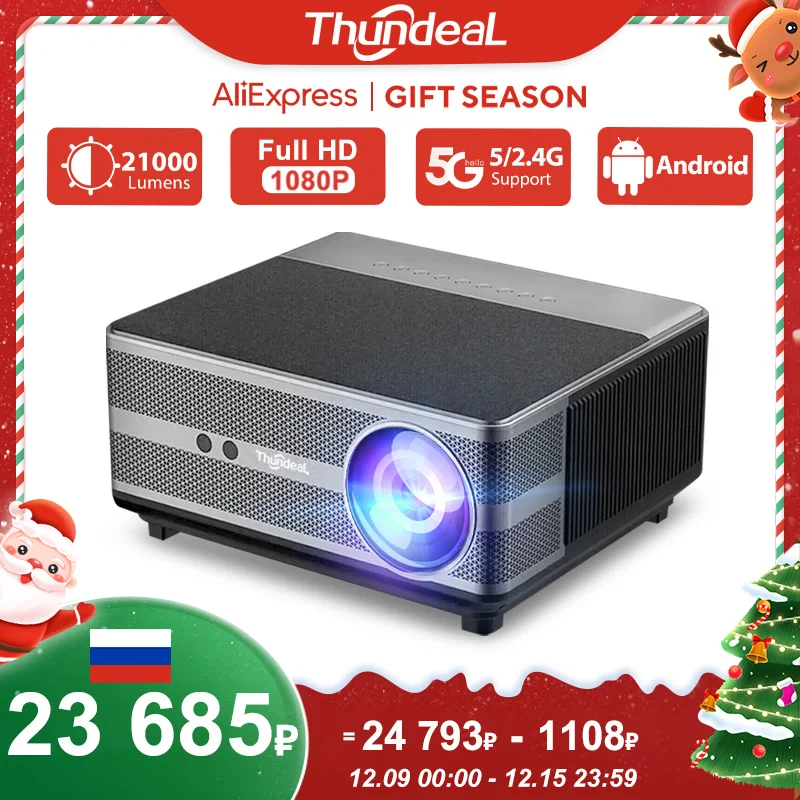 ThundeaL Full HD 1080P Projector WiFi LED 2K 4K Video Movie Beam TD98 TD98W Android Projector PK DLP Home Theater Cinema Beamer