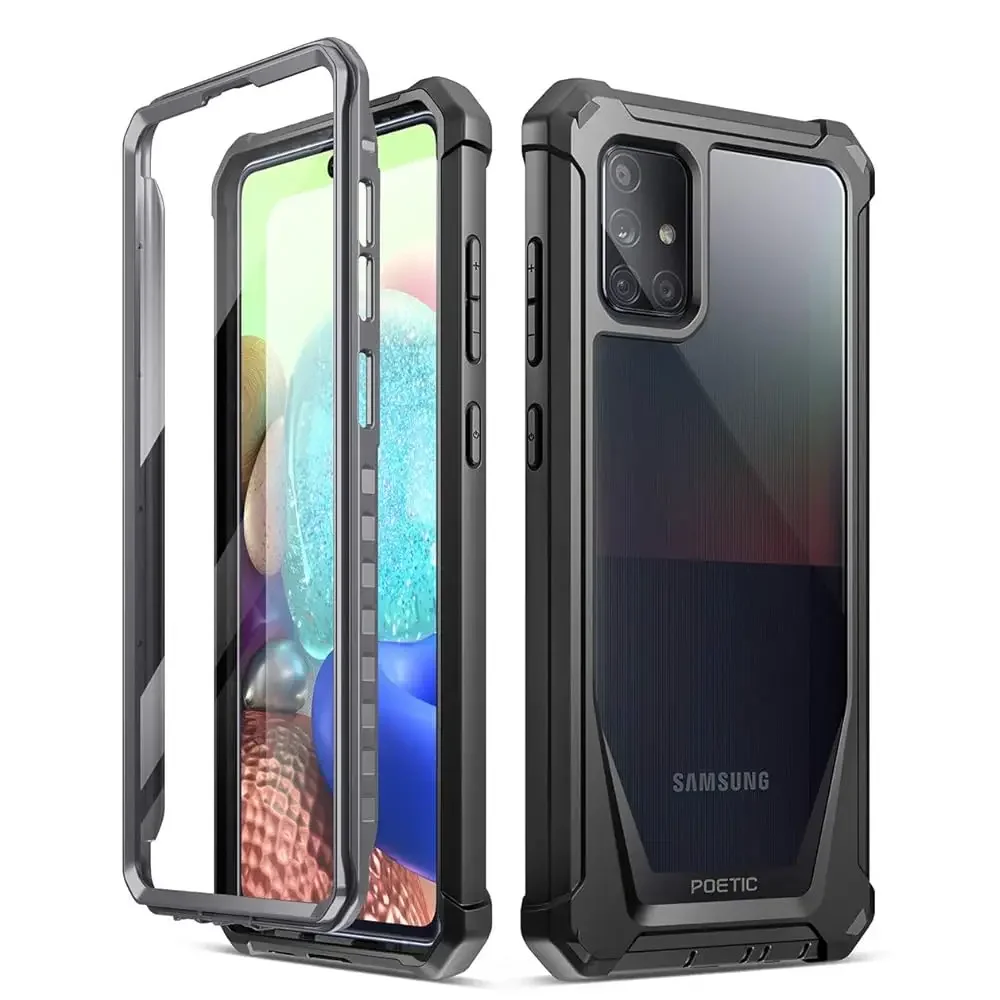 Guardian Series Samsung Galaxy A71 5G Case - Full-Body Hybrid Shockproof Bumper, Built-in Screen Protector, Black/Clear