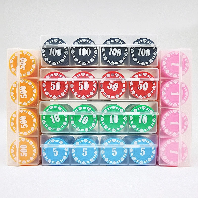 100pcs/set Texas Hold 'em Poker Baccarat Plastic Chips Casino Club Multiple Combination Set Home Party Entertainment Accessories