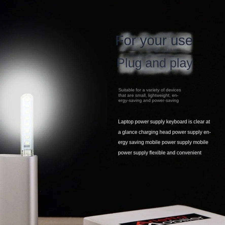 PwwQmm Mini USB LED Table Lamp Portable Reading Desk Light For Camping Power Bank Notebook 8Leds Book Night lights Flashlight