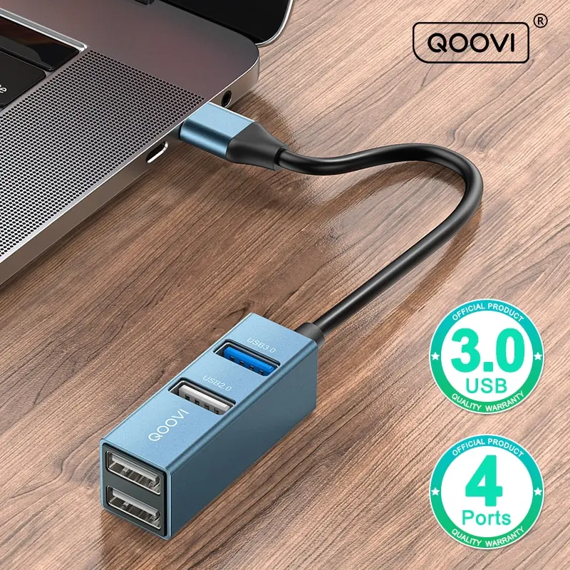 QOOVI USB C HUB 4 Ports USB Type C to USB 3.0 HUB Splitter USB C Adapter Dock For Macbook Pro iPad Surface Samsung S21 Xiaomi