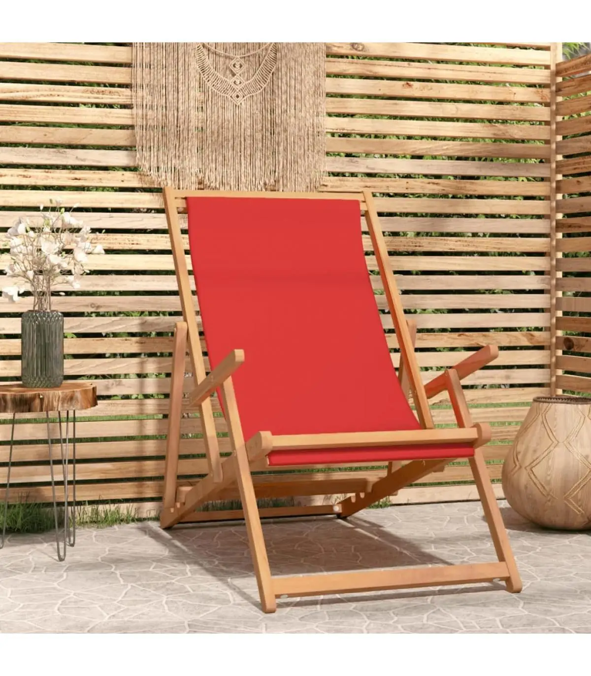 Garden chairs red teak solid wood folding beach chair