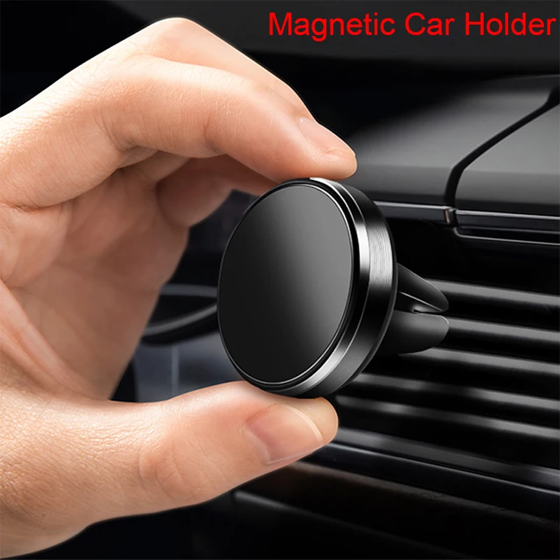 Car Magnetic phone Bracket Round Universal portable Car Air outlet GPS Holder Aluminium Alloymagnetic mobile phone Holder