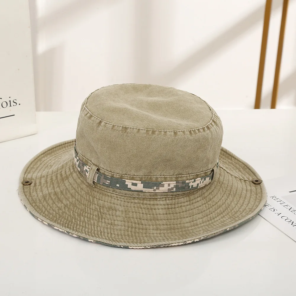 Summer Thin Breathable Mountaineering Hat Men's Outdoor Travel Adjustable Drawstring Visor Double-sided Camouflage Hat Men
