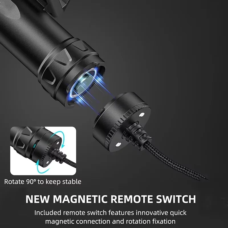 Richfire 2500LM Tactical Flashlight Magnetic Rechargeable White Laser Combo 250M Hunting Light 21700 Battery Picatinny Rail view 4