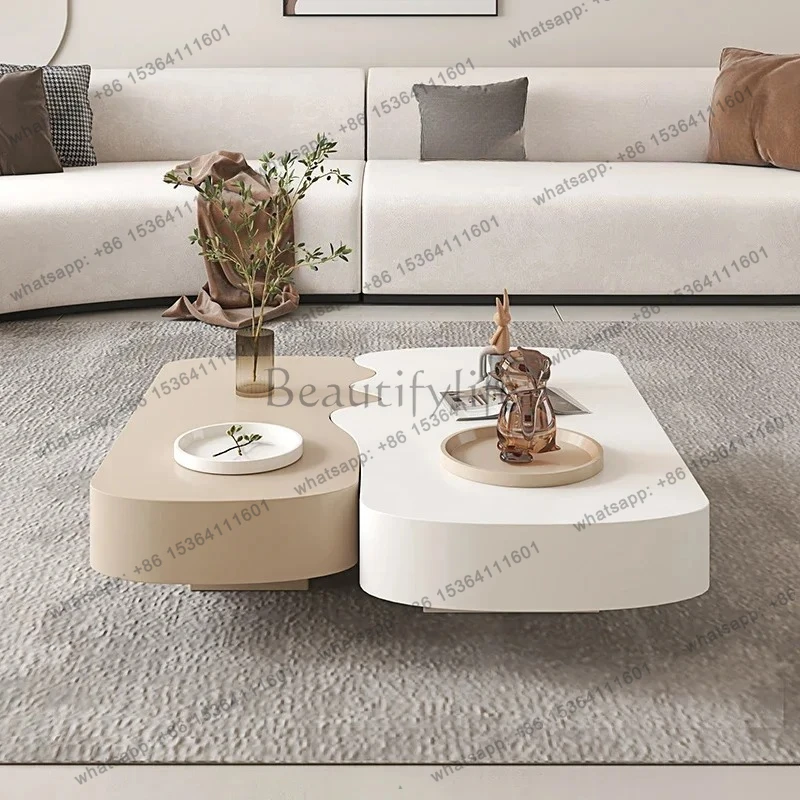 

Cream wind coffee table special-shaped small apartment living room household simple modern size square coffee table