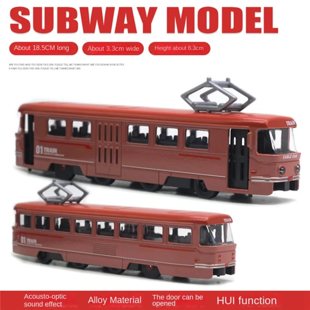 Simulation Rail Tram Light Rail Tram Model Alloy 1:50 Sound and Light Bus Retro Five Color Rail Tram Train Model Kids Toys