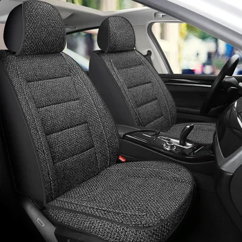 Universal car seat cover linen fabric protector breathable front single seat cushion fully surrounded for auto SUV truck Van