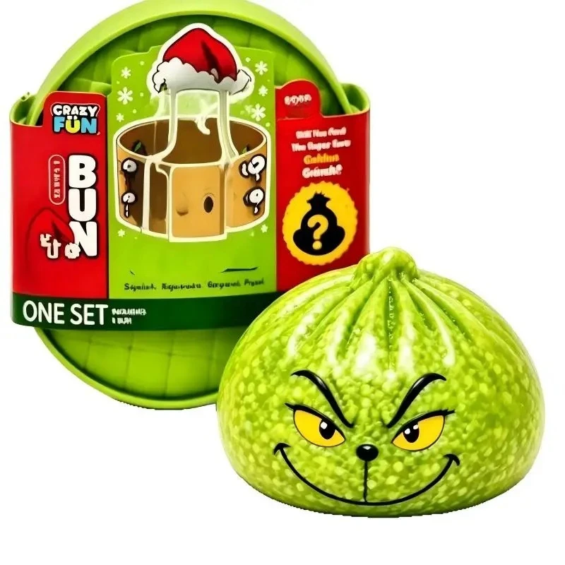 Glitter Green Dumpling With Steamer Squeeze 8.5cm Buns Relieve Stress for Christmas Party Gift New Year Gift Decor Color Random